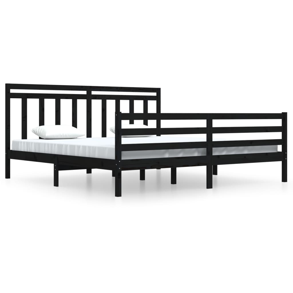 Bedframe massief hout zwart 200x200 cm Bedden & bedframes | Creëer jouw Trendy Thuis | Gratis bezorgd & Retour | Trendy.nl