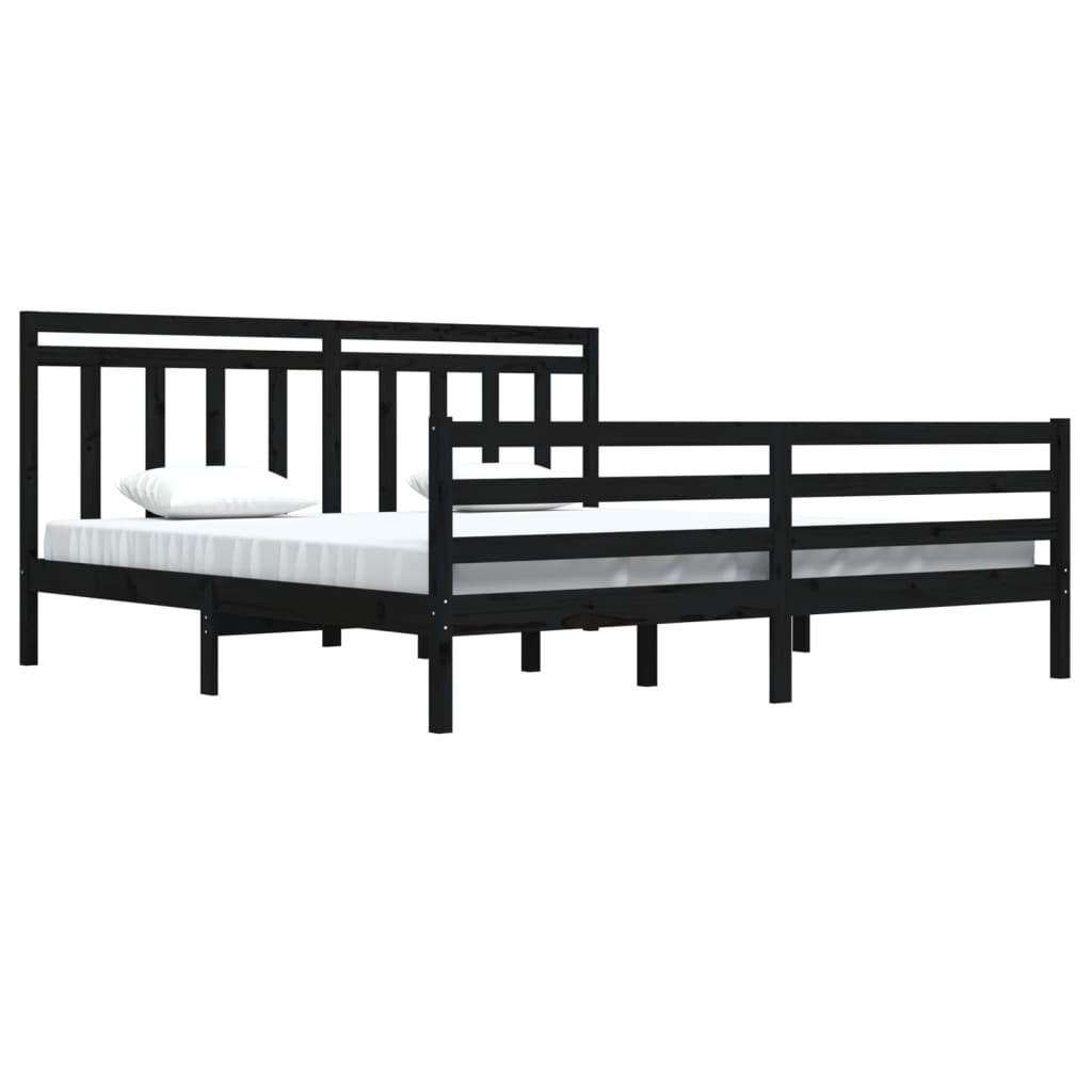 Bedframe massief hout zwart 200x200 cm Bedden & bedframes | Creëer jouw Trendy Thuis | Gratis bezorgd & Retour | Trendy.nl