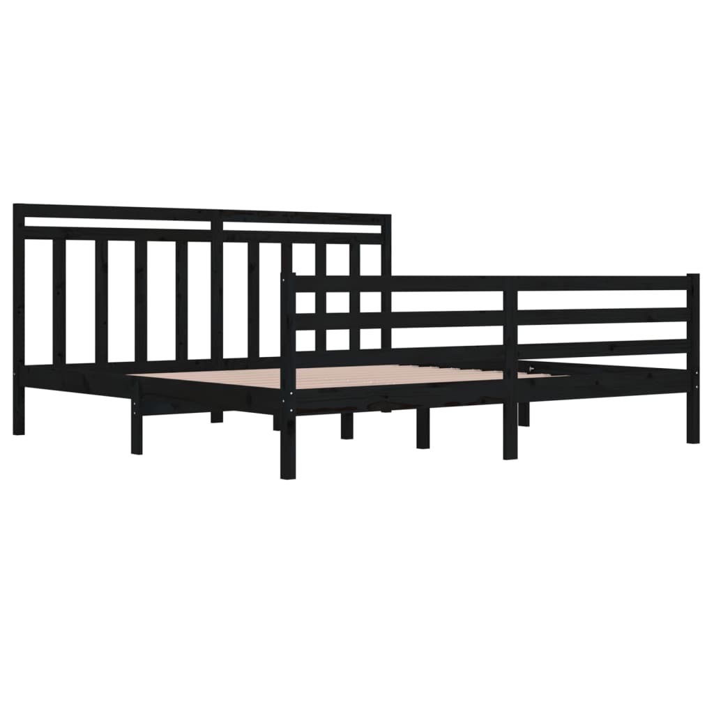 Bedframe massief hout zwart 200x200 cm Bedden & bedframes | Creëer jouw Trendy Thuis | Gratis bezorgd & Retour | Trendy.nl