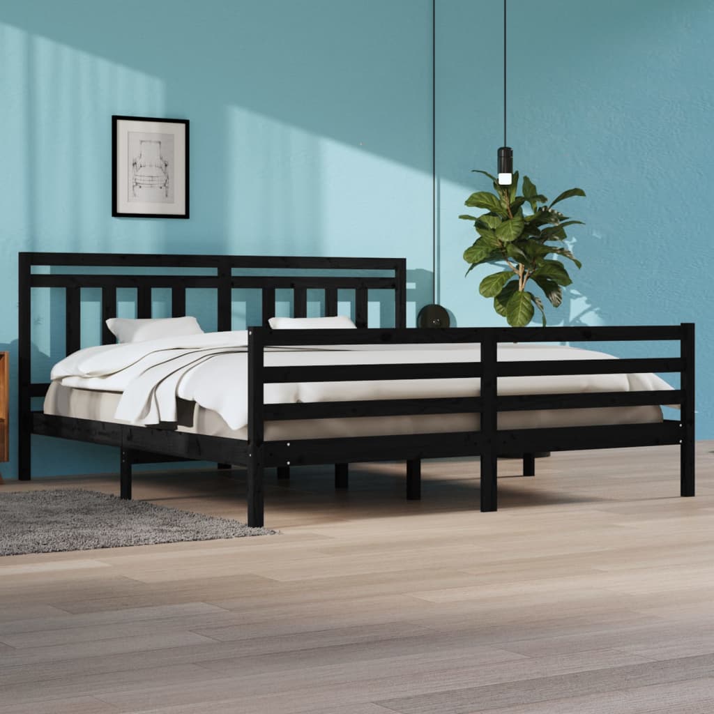 Bedframe massief hout zwart 200x200 cm Bedden & bedframes | Creëer jouw Trendy Thuis | Gratis bezorgd & Retour | Trendy.nl