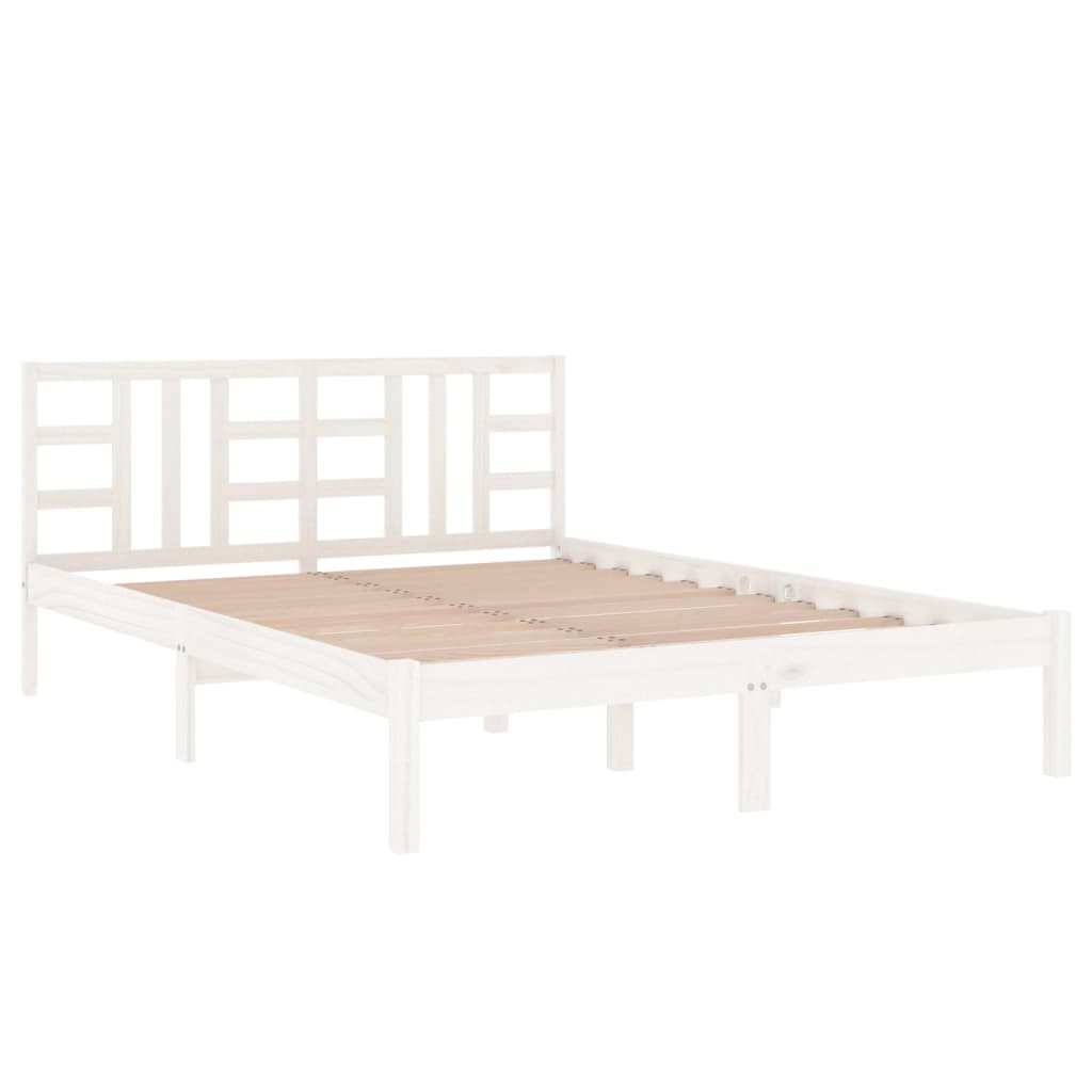 Bedframe massief hout wit 135x190 cm