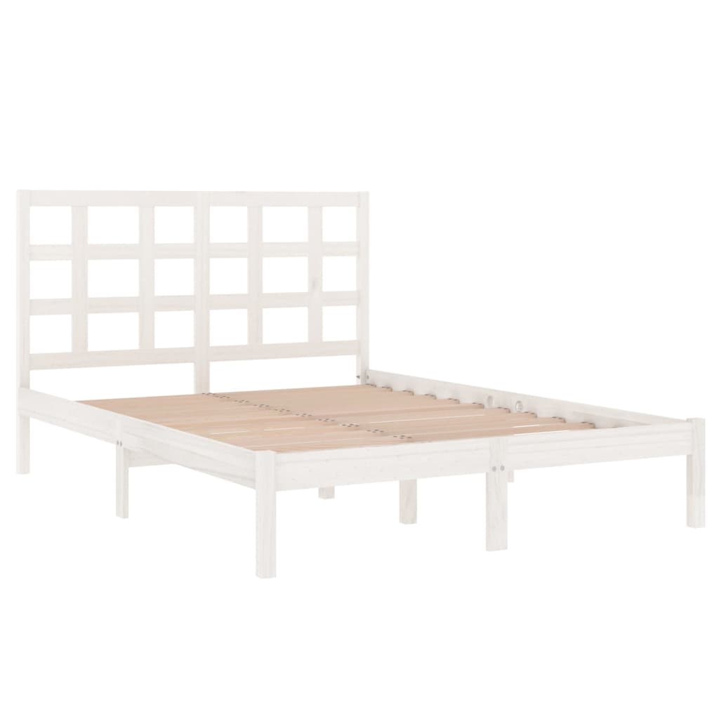 Bedframe massief hout wit 135x190 cm