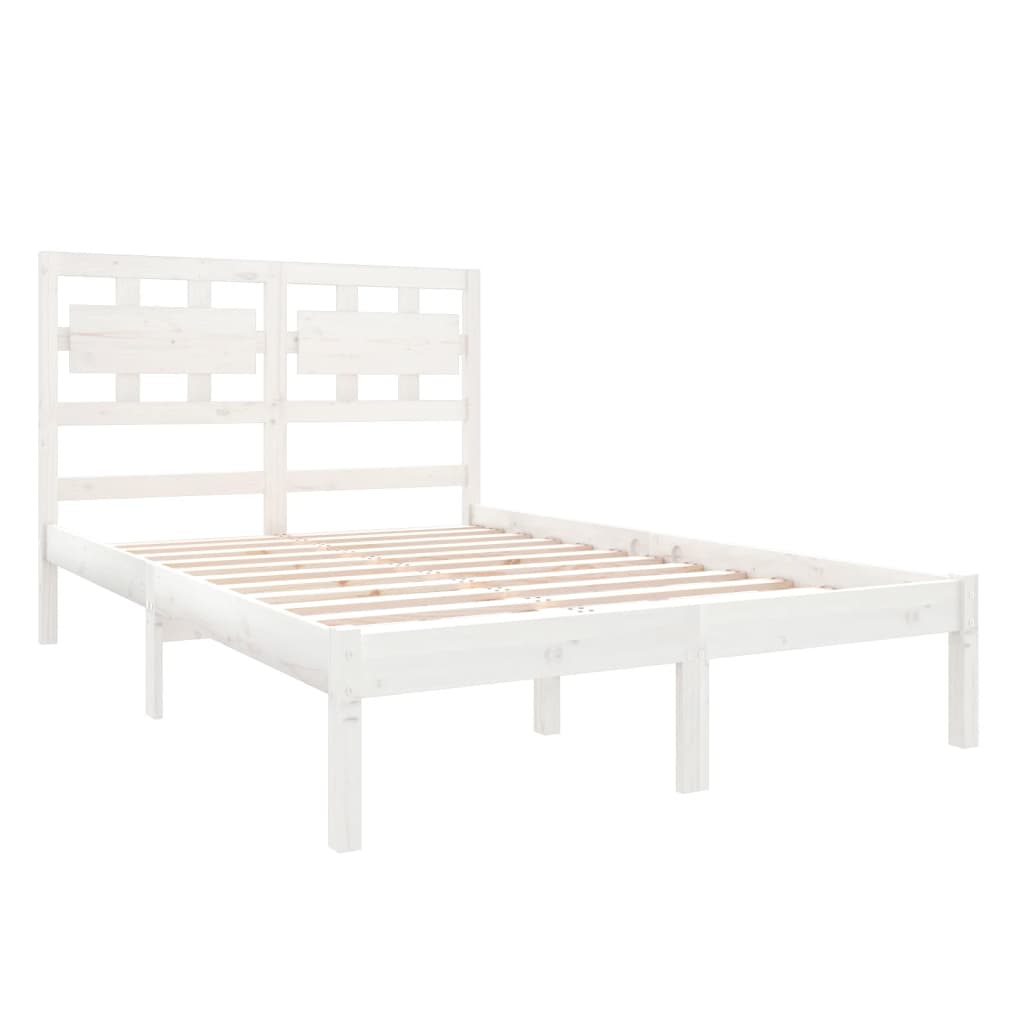 Bedframe massief hout wit 135x190 cm