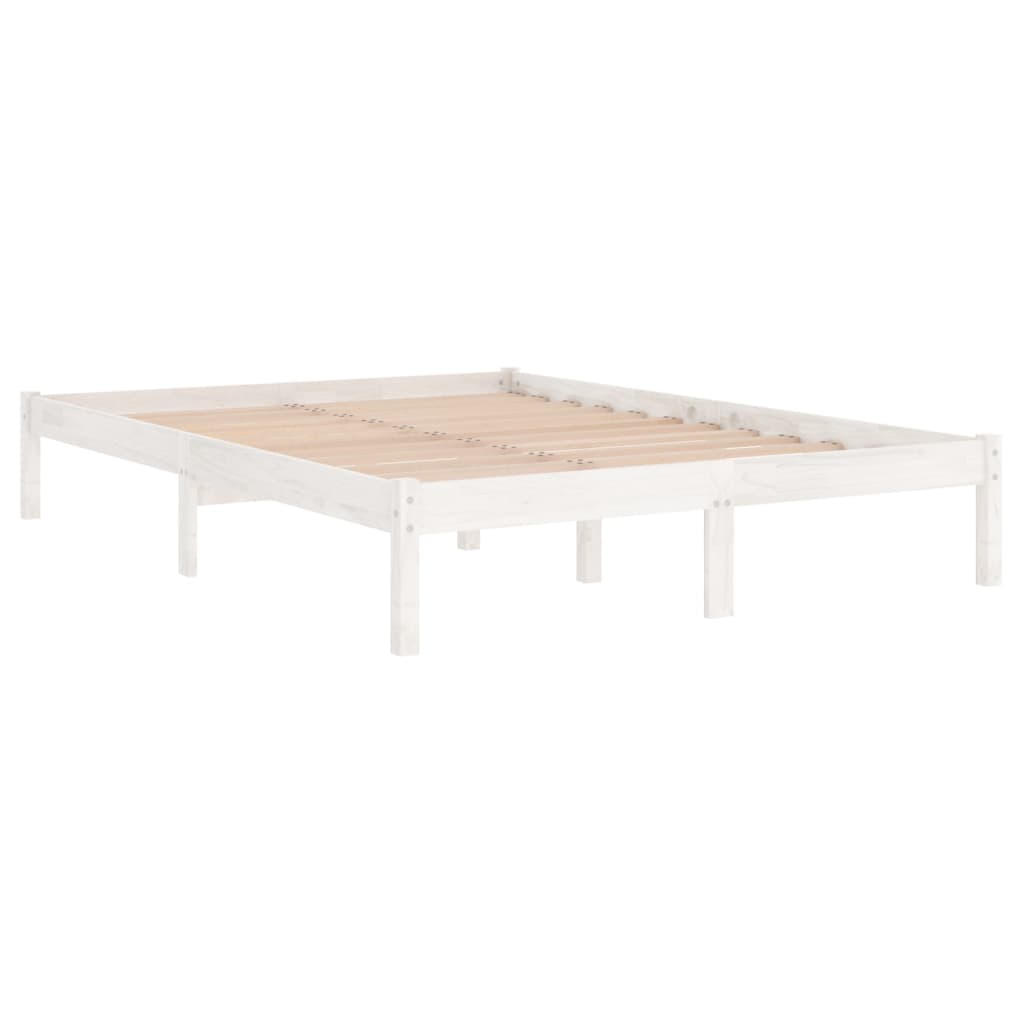 Bedframe massief hout wit 135x190 cm