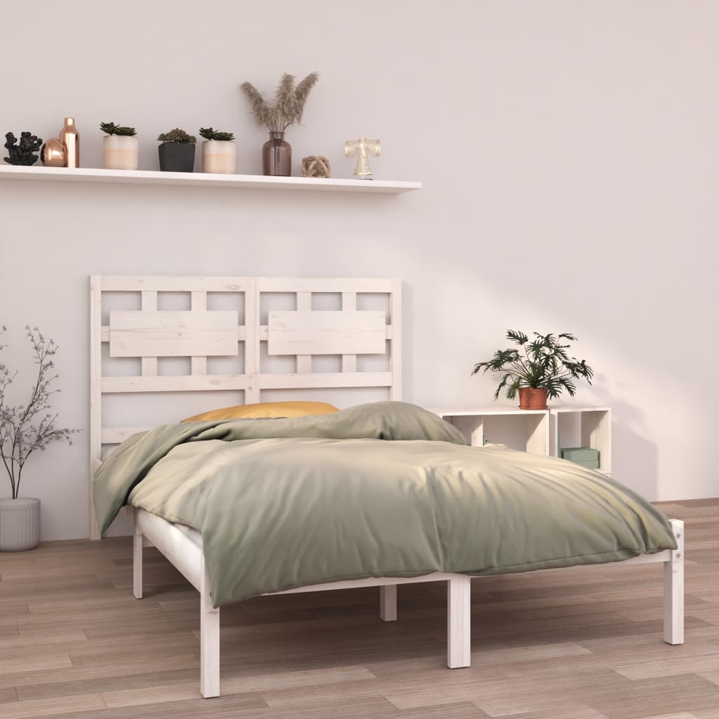 Bedframe massief hout wit 135x190 cm