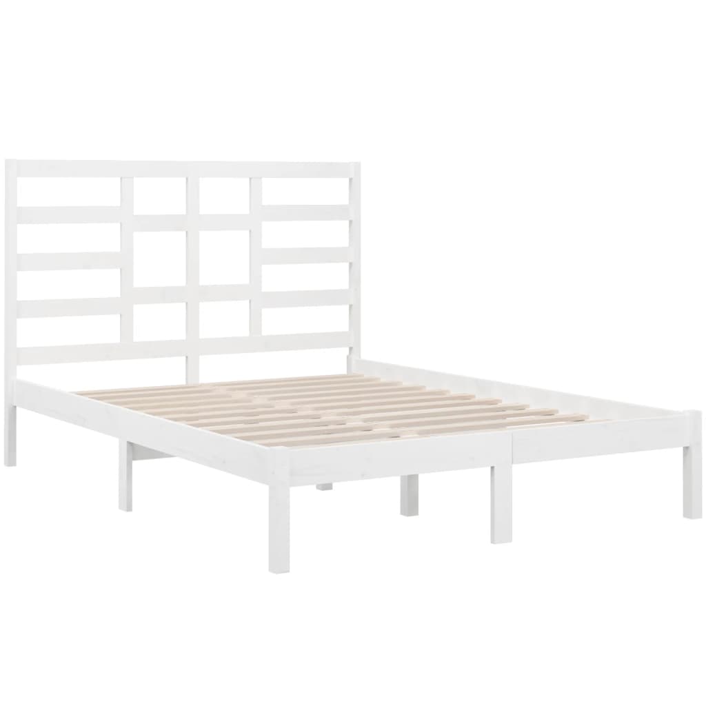 Bedframe massief hout wit 135x190 cm