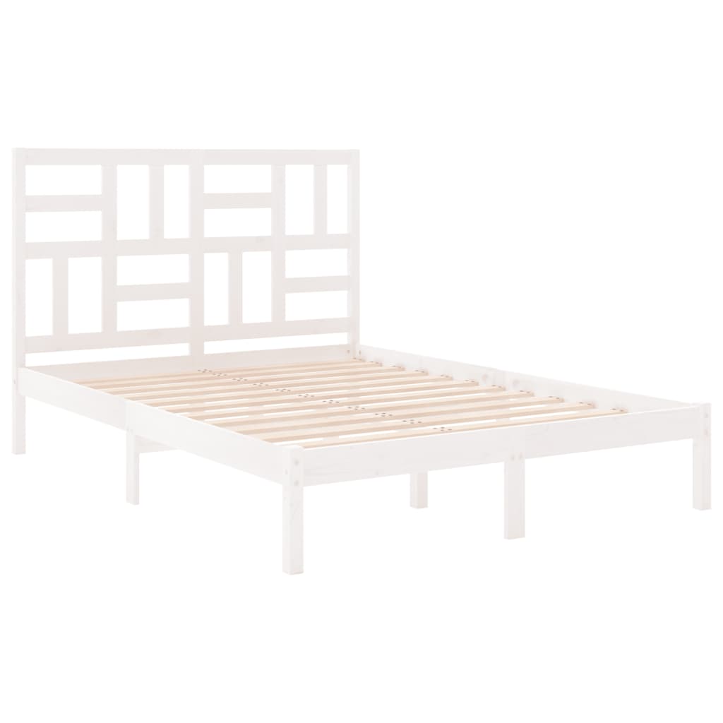 Bedframe massief hout wit 135x190 cm