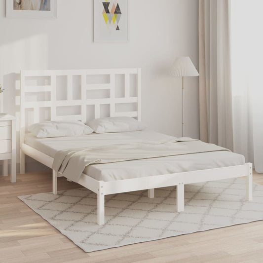 Bedframe massief hout wit 135x190 cm