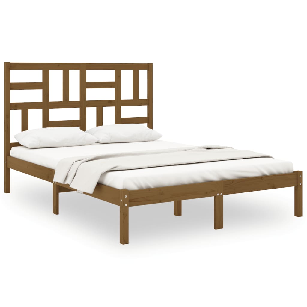 Bedframe massief hout honingbruin 120x200 cm