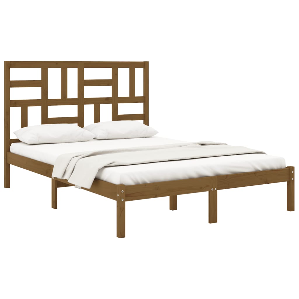 Bedframe massief hout honingbruin 120x200 cm