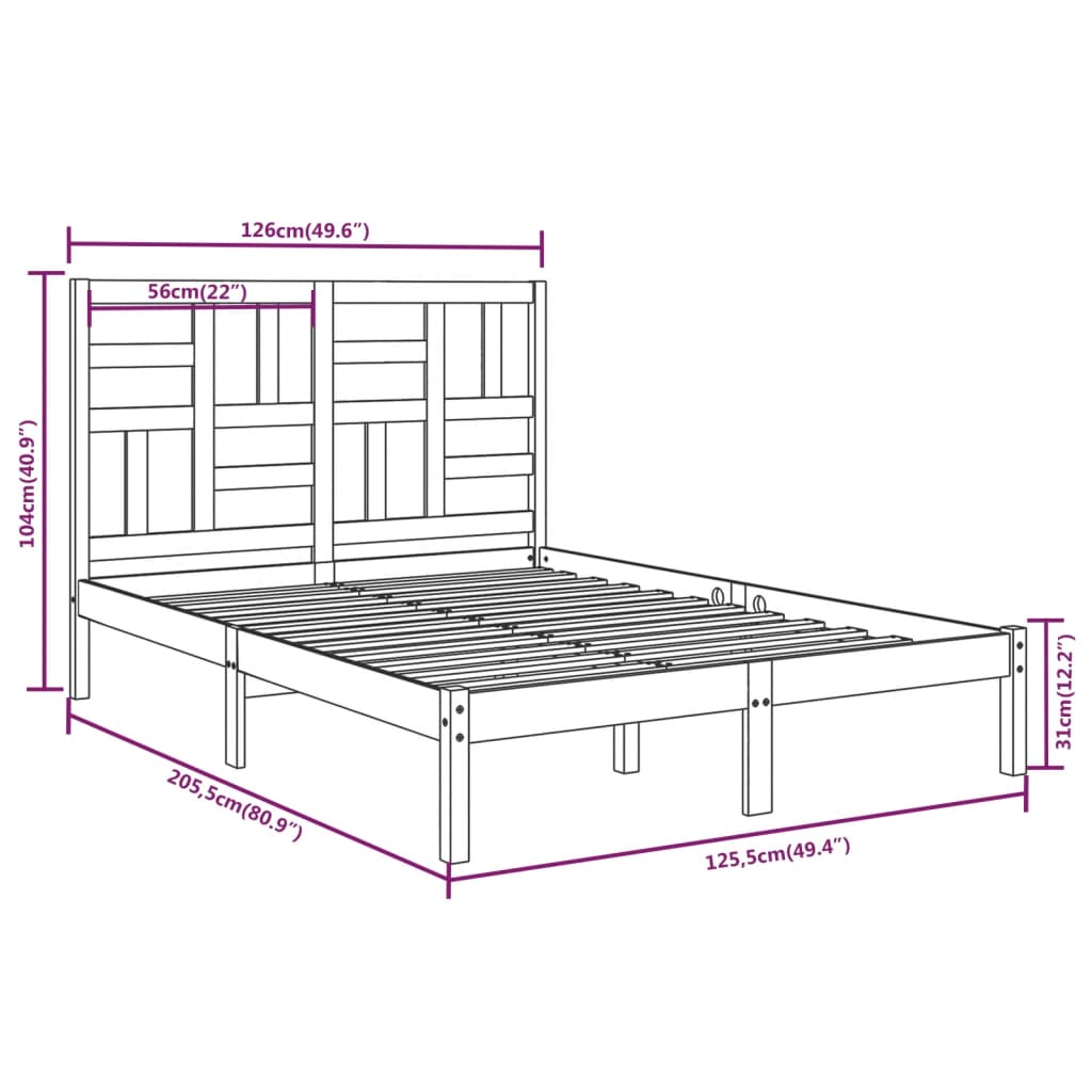 Bedframe massief hout honingbruin 120x200 cm