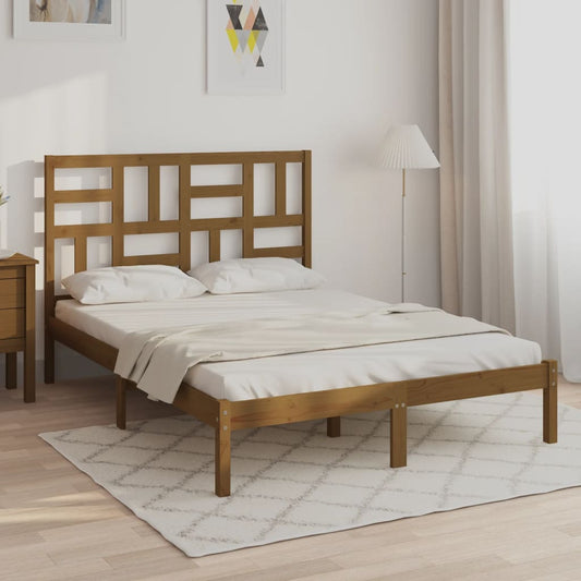 Bedframe massief hout honingbruin 120x200 cm