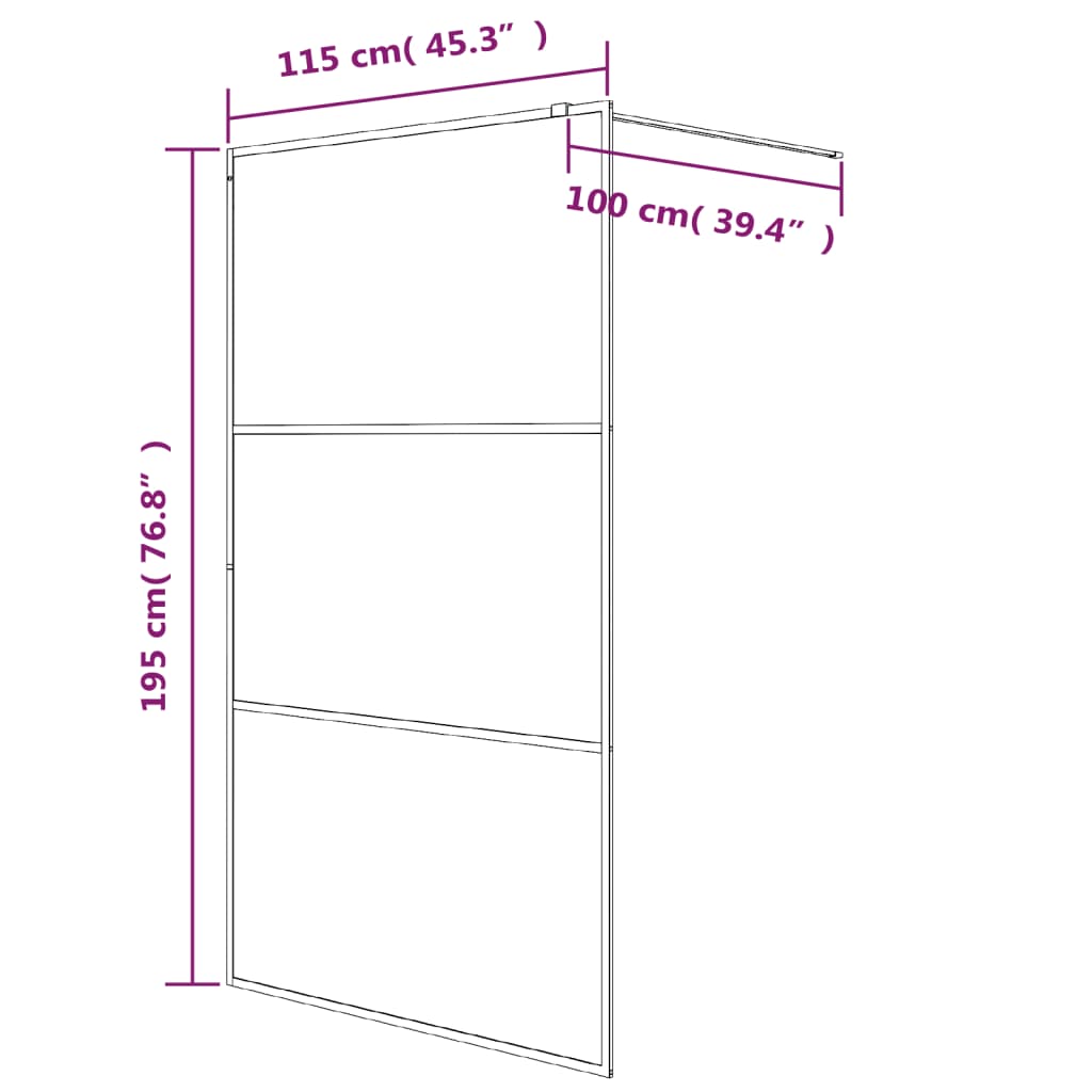 Inloopdouchewand 115x195 cm mat ESG-glas zwart Douchewanden & -muren | Creëer jouw Trendy Thuis | Gratis bezorgd & Retour | Trendy.nl