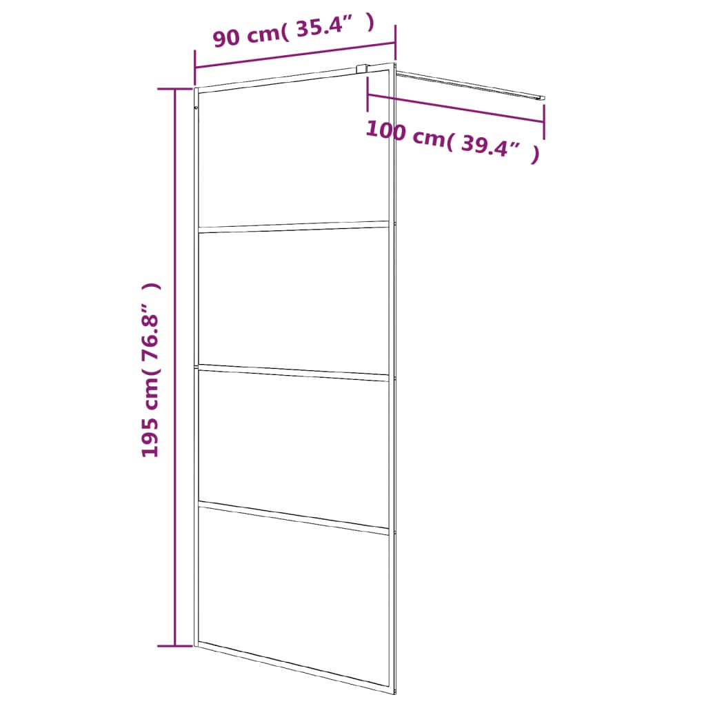 Inloopdouchewand 90x195 cm halfmat ESG-glas zwart Douchewanden & -muren | Creëer jouw Trendy Thuis | Gratis bezorgd & Retour | Trendy.nl