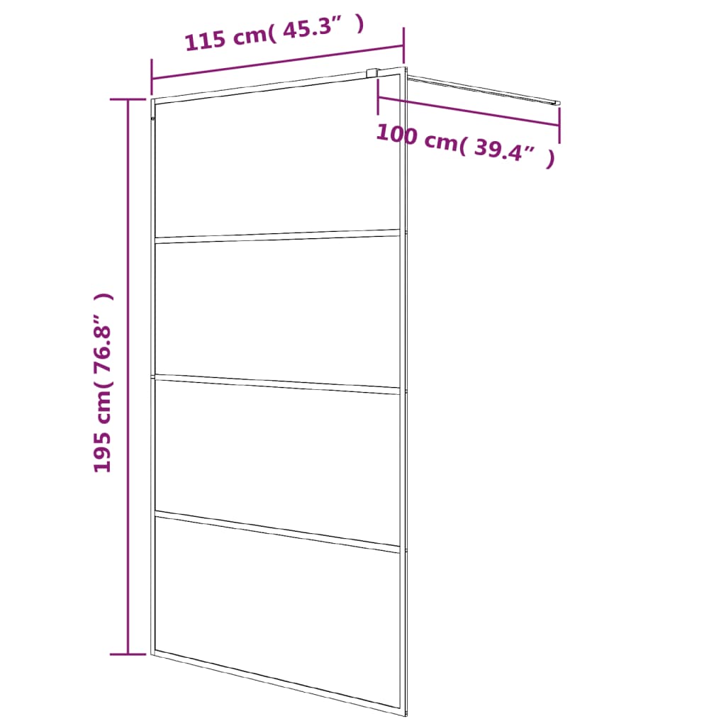 Inloopdouchewand 115x195 cm halfmat ESG-glas zwart Douchewanden & -muren | Creëer jouw Trendy Thuis | Gratis bezorgd & Retour | Trendy.nl