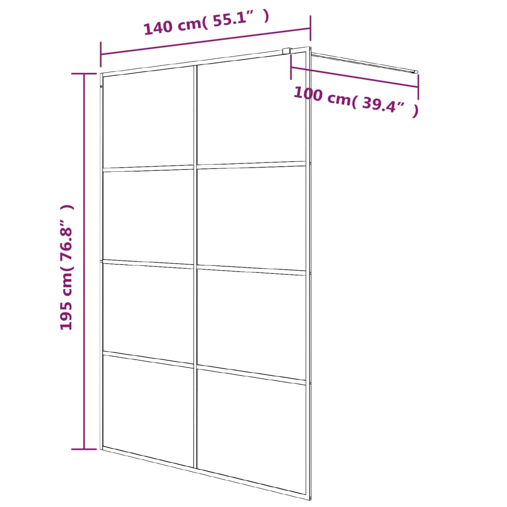 Inloopdouchewand 140x195 cm transparant ESG-glas zilverkleurig Douchewanden & -muren | Creëer jouw Trendy Thuis | Gratis bezorgd & Retour | Trendy.nl