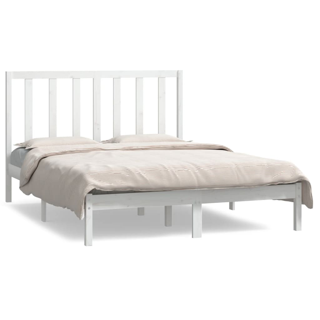 Bedframe zonder matras massief grenenhout wit 140x190 cm