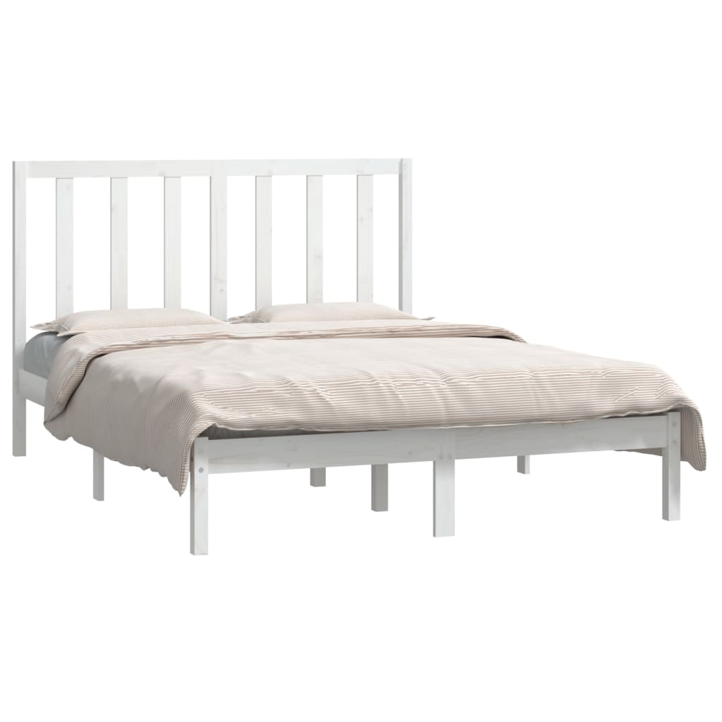 Bedframe zonder matras massief grenenhout wit 140x190 cm