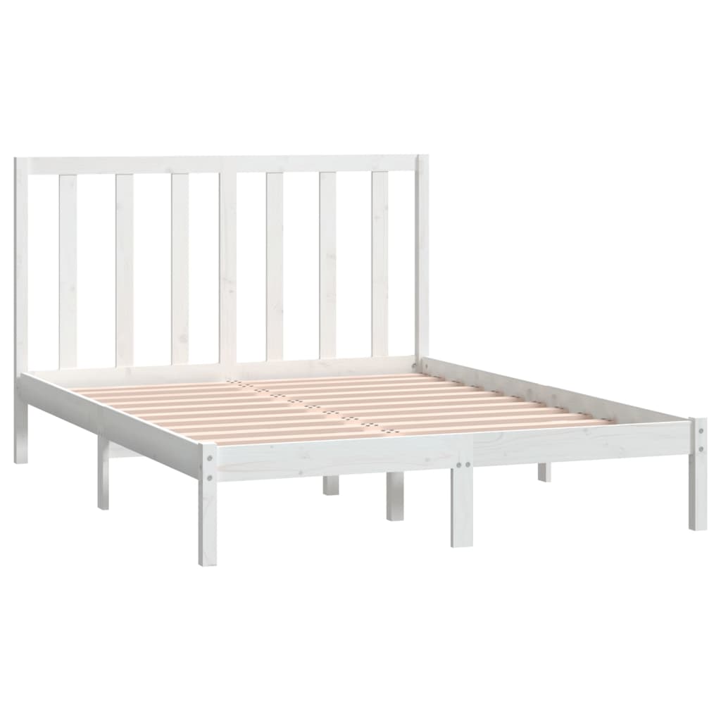 Bedframe zonder matras massief grenenhout wit 140x190 cm