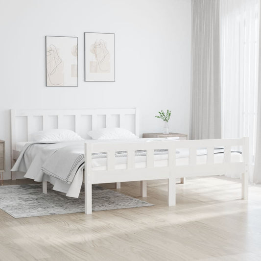 Bedframe massief hout wit 140x190 cm Bedden & bedframes | Creëer jouw Trendy Thuis | Gratis bezorgd & Retour | Trendy.nl