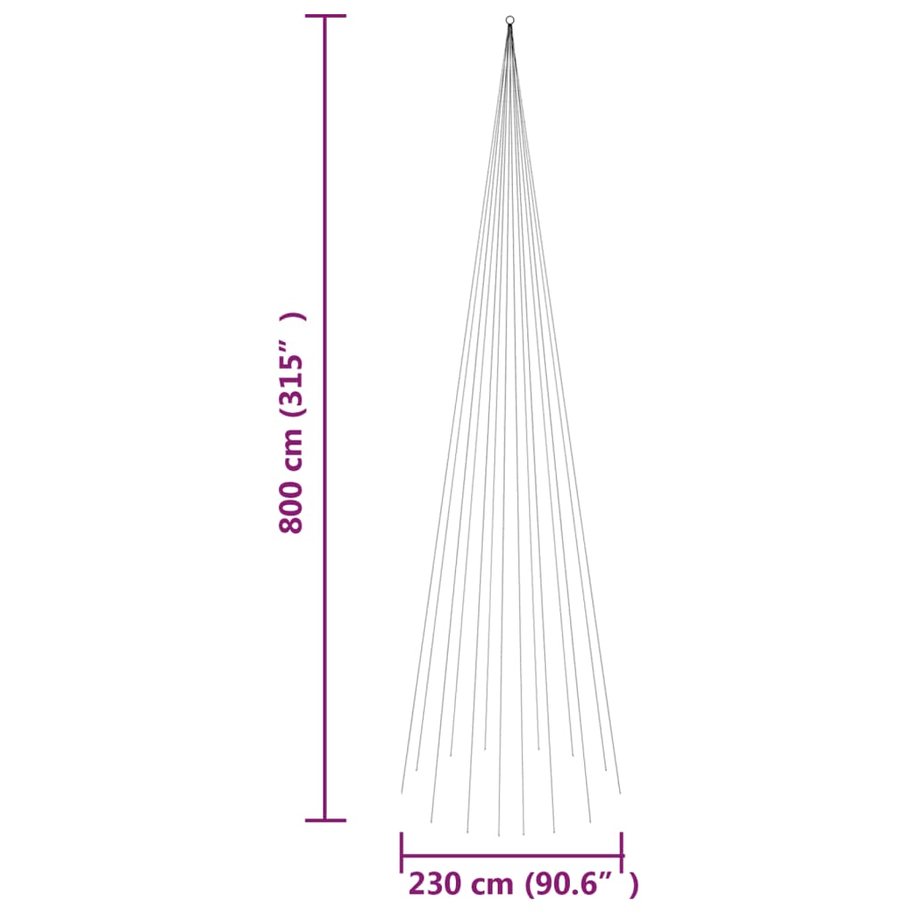 Vlaggenmast kerstboom 1134 LED's blauw 800 cm Kerstverlichting | Creëer jouw Trendy Thuis | Gratis bezorgd & Retour | Trendy.nl