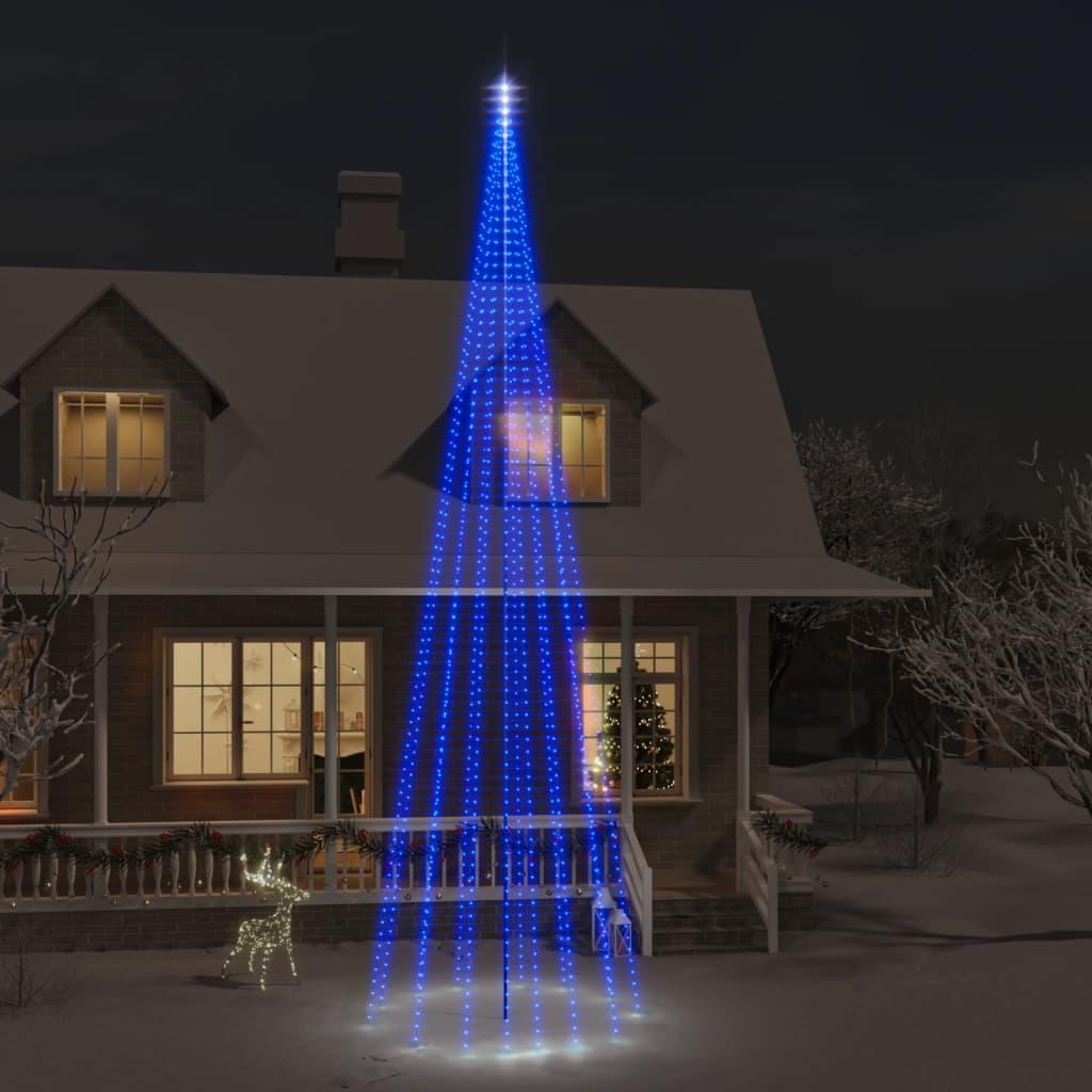 Vlaggenmast kerstboom 1134 LED's blauw 800 cm Kerstverlichting | Creëer jouw Trendy Thuis | Gratis bezorgd & Retour | Trendy.nl