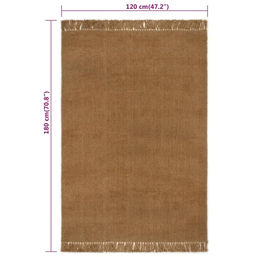 Vloerkleed met kwastjes 120x180 cm jute Vloerkleden | Creëer jouw Trendy Thuis | Gratis bezorgd & Retour | Trendy.nl