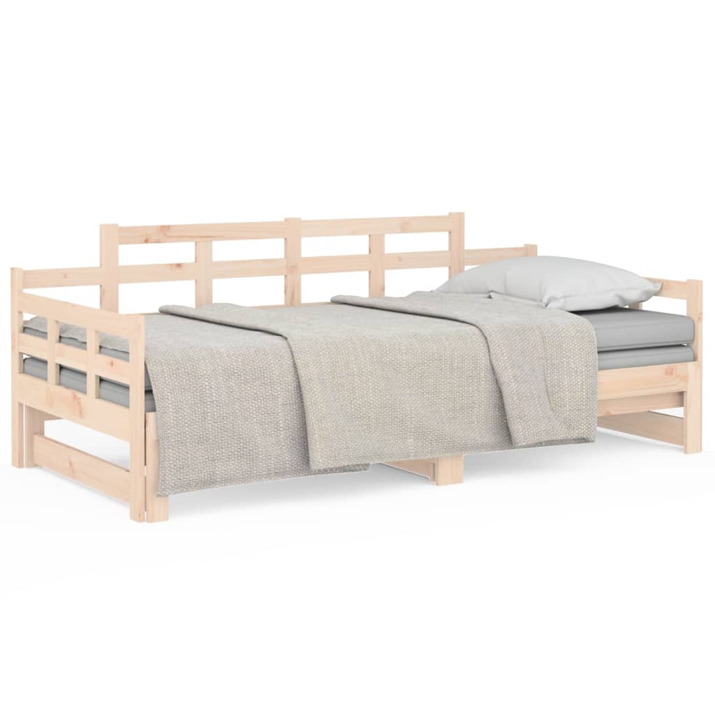 Slaapbank uitschuifbaar massief grenenhout 2x(90x190) cm Bedden & bedframes | Creëer jouw Trendy Thuis | Gratis bezorgd & Retour | Trendy.nl