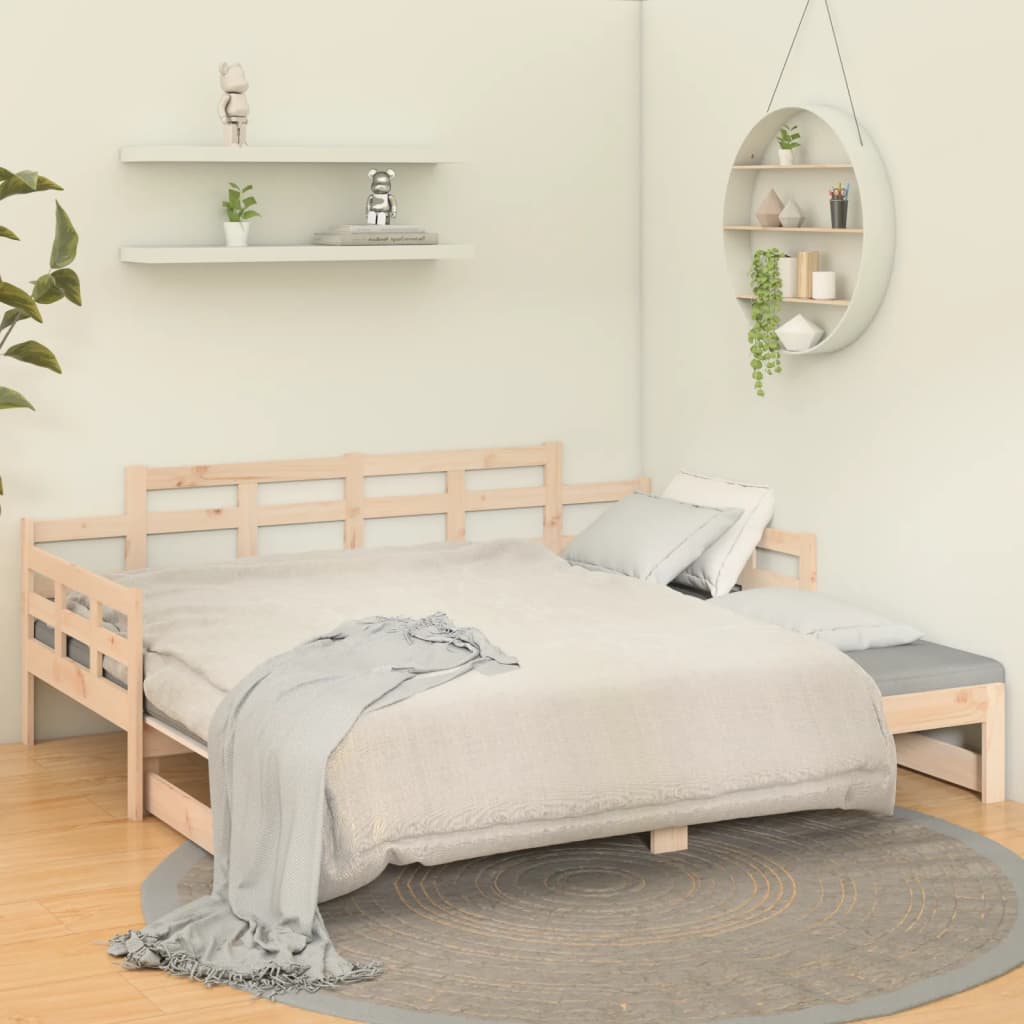 Slaapbank uitschuifbaar massief grenenhout 2x(90x190) cm Bedden & bedframes | Creëer jouw Trendy Thuis | Gratis bezorgd & Retour | Trendy.nl