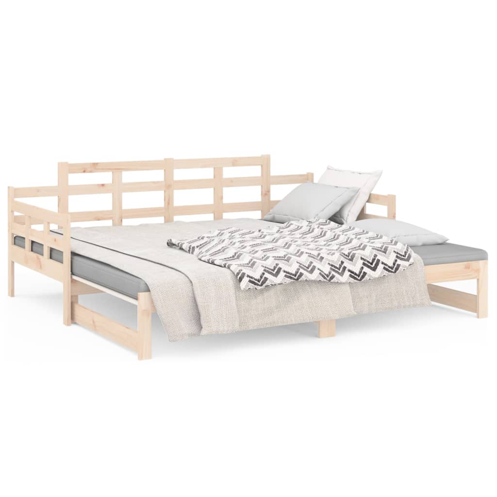 Slaapbank uitschuifbaar massief grenenhout 2x(90x190) cm Bedden & bedframes | Creëer jouw Trendy Thuis | Gratis bezorgd & Retour | Trendy.nl