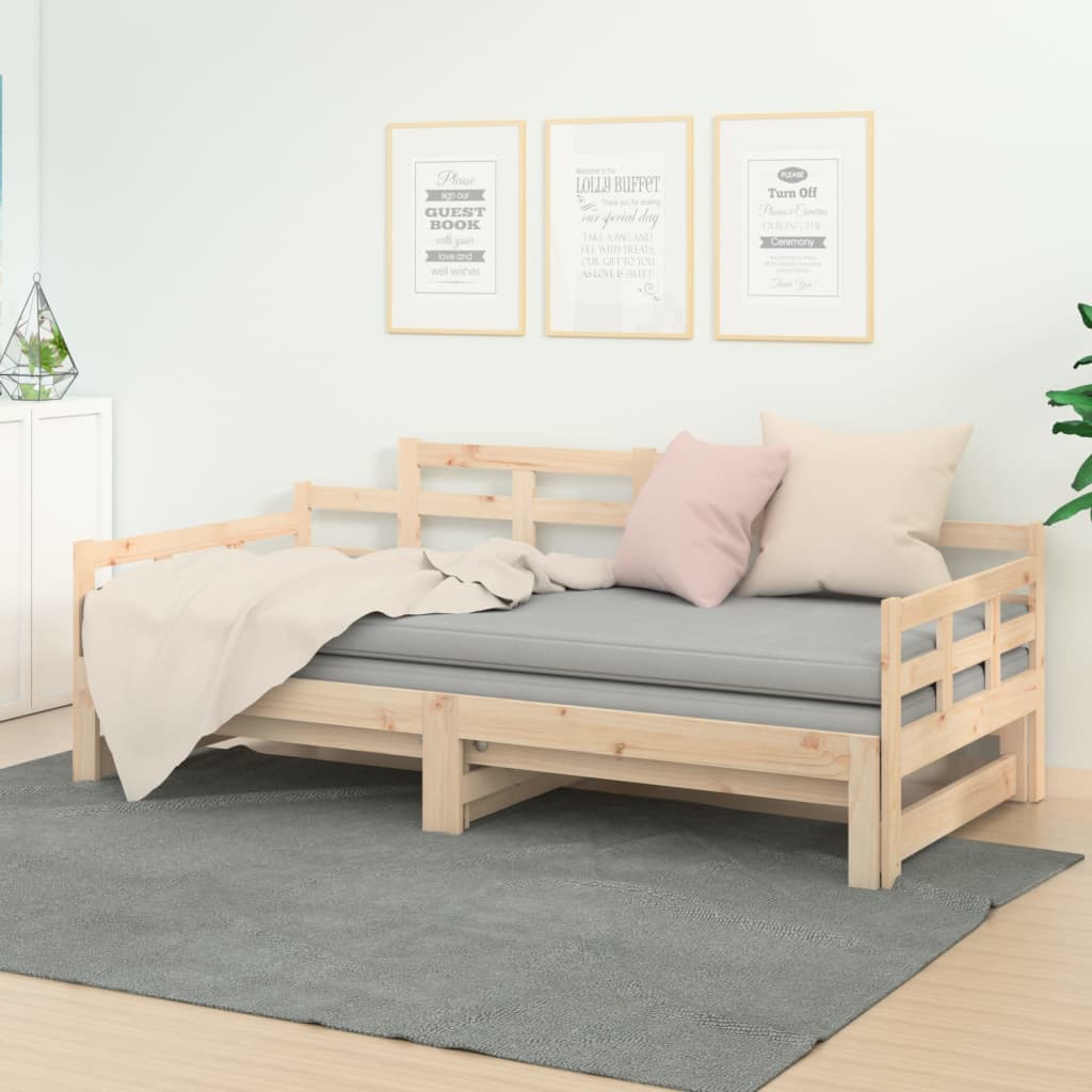 Slaapbank uitschuifbaar massief grenenhout 2x(90x190) cm Bedden & bedframes | Creëer jouw Trendy Thuis | Gratis bezorgd & Retour | Trendy.nl