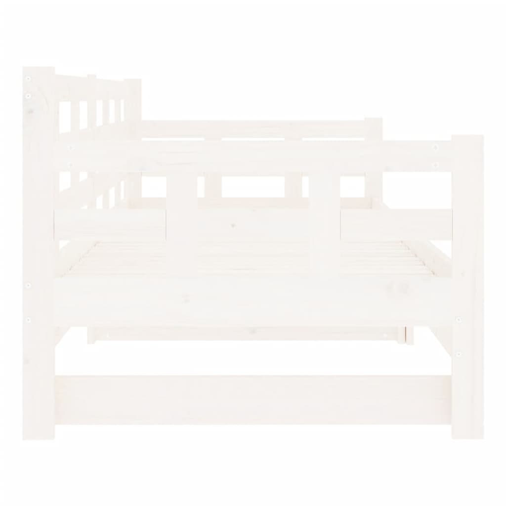 Slaapbank uitschuifbaar massief grenenhout wit 2x(90x200) cm Bedden & bedframes | Creëer jouw Trendy Thuis | Gratis bezorgd & Retour | Trendy.nl