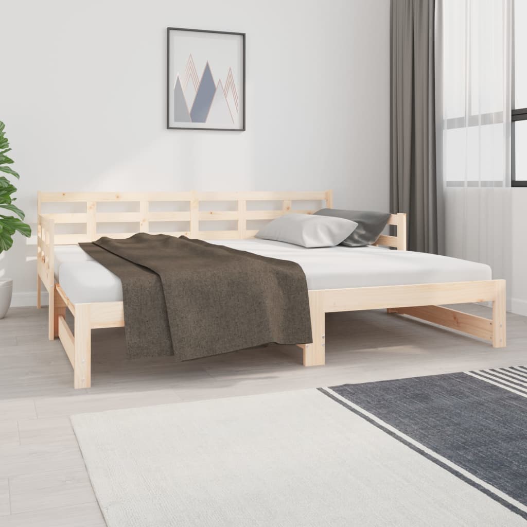 Slaapbank uitschuifbaar massief grenenhout 2x(90x190) cm Bedden & bedframes | Creëer jouw Trendy Thuis | Gratis bezorgd & Retour | Trendy.nl