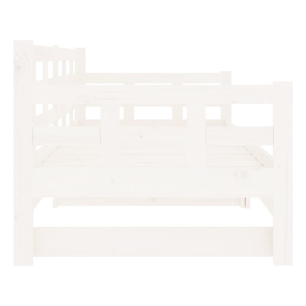 Slaapbank uitschuifbaar massief grenenhout wit 2x(90x190) cm Bedden & bedframes | Creëer jouw Trendy Thuis | Gratis bezorgd & Retour | Trendy.nl