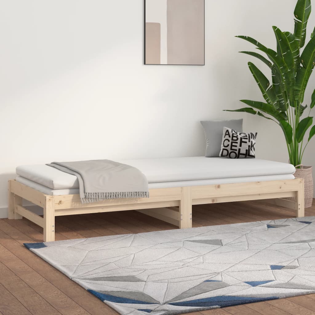 Slaapbank uitschuifbaar massief grenenhout 2x(90x190) cm Bedden & bedframes | Creëer jouw Trendy Thuis | Gratis bezorgd & Retour | Trendy.nl