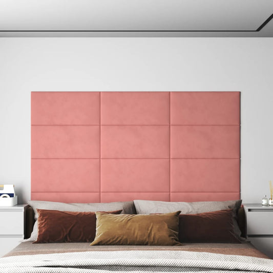 Wandpanelen 12 st 2,16 m² 60x30 cm fluweel roze Wandpanelen | Creëer jouw Trendy Thuis | Gratis bezorgd & Retour | Trendy.nl