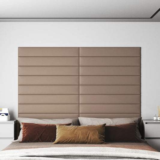 Wandpanelen 12 st 1,62 m² 90x15 cm kunstleer cappuccinokleurig Wandpanelen | Creëer jouw Trendy Thuis | Gratis bezorgd & Retour | Trendy.nl