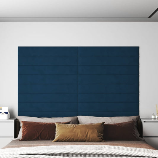 Wandpanelen 12 st 1,62 m² 90x15 cm fluweel blauw Wandpanelen | Creëer jouw Trendy Thuis | Gratis bezorgd & Retour | Trendy.nl