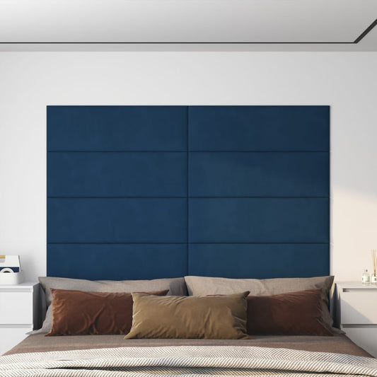 Wandpanelen 12 st 3,24 m² 90x30 cm fluweel blauw