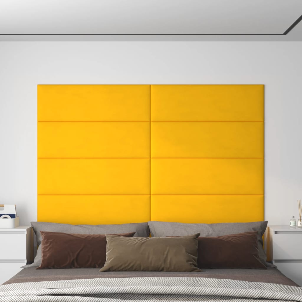 Wandpanelen 12 st 3,24 m² 90x30 cm fluweel geel Wandpanelen | Creëer jouw Trendy Thuis | Gratis bezorgd & Retour | Trendy.nl