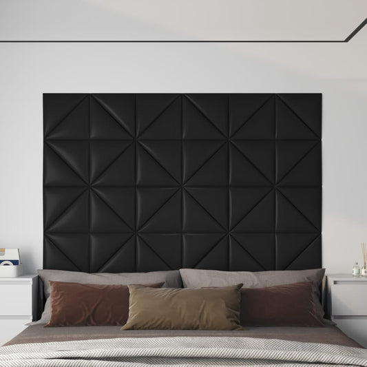 Wandpanelen 12 st 0,54 m² 30x30 cm kunstleer zwart Wandpanelen | Creëer jouw Trendy Thuis | Gratis bezorgd & Retour | Trendy.nl