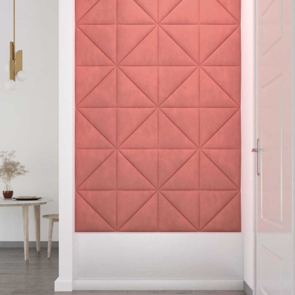 Wandpanelen 12 st 0,54 m² 30x30 cm fluweel roze