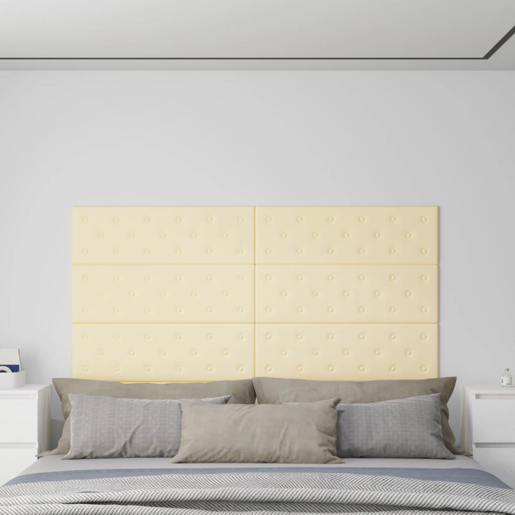 Wandpanelen 12 st 3,24 m² 90x30 cm kunstleer crèmekleurig