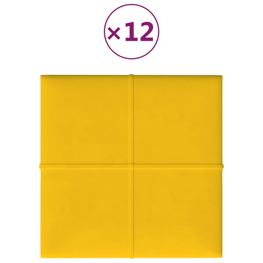 Wandpanelen 12 st 1,08 m² 30x30 cm fluweel geel Wandpanelen | Creëer jouw Trendy Thuis | Gratis bezorgd & Retour | Trendy.nl