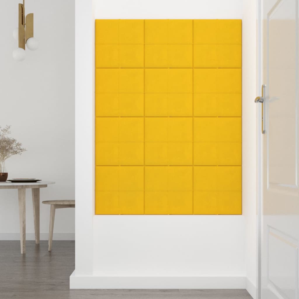 Wandpanelen 12 st 1,08 m² 30x30 cm fluweel geel Wandpanelen | Creëer jouw Trendy Thuis | Gratis bezorgd & Retour | Trendy.nl