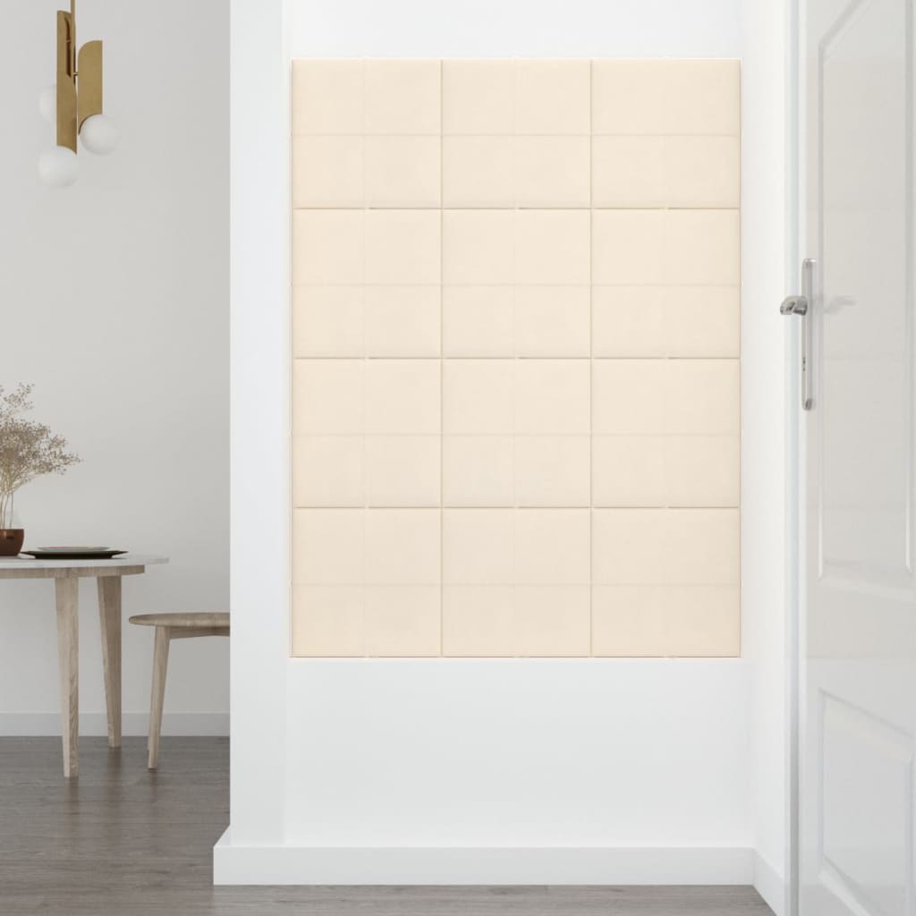 Wandpanelen 12 st 1,08 m² 30x30 cm fluweel crèmekleurig Wandpanelen | Creëer jouw Trendy Thuis | Gratis bezorgd & Retour | Trendy.nl