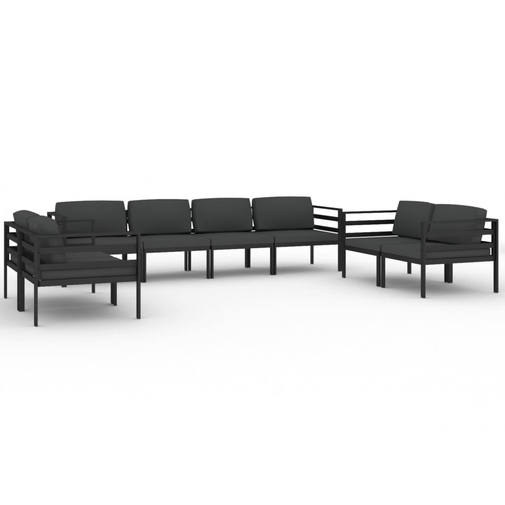 8-delige Loungeset met kussens aluminium antracietkleurig Tuinsets | Creëer jouw Trendy Thuis | Gratis bezorgd & Retour | Trendy.nl