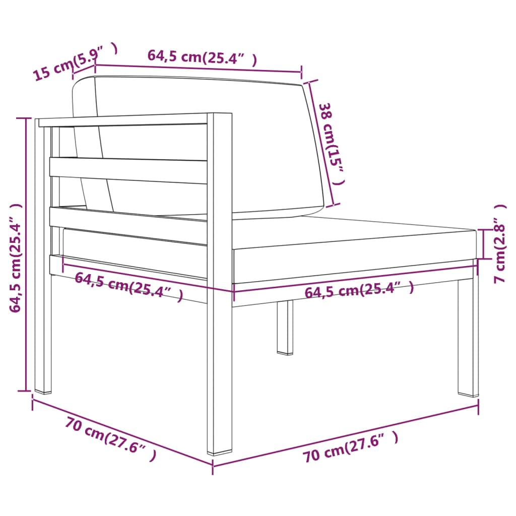 8-delige Loungeset met kussens aluminium antracietkleurig Tuinsets | Creëer jouw Trendy Thuis | Gratis bezorgd & Retour | Trendy.nl