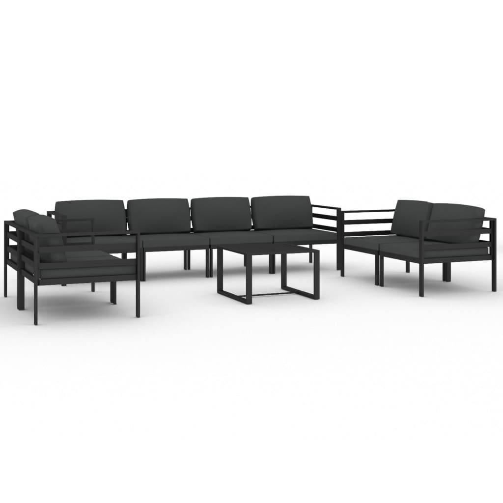 9-delige Loungeset met kussens aluminium antracietkleurig Tuinsets | Creëer jouw Trendy Thuis | Gratis bezorgd & Retour | Trendy.nl