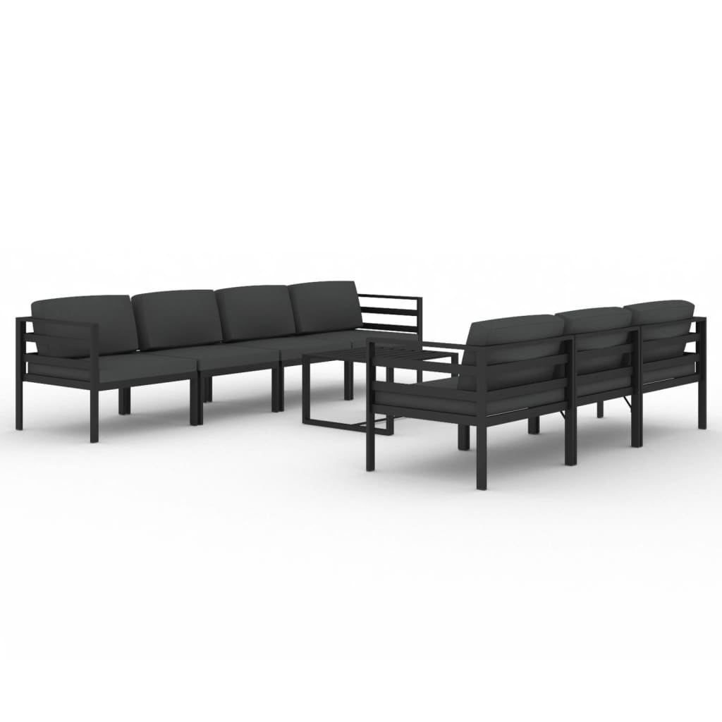 8-delige Loungeset met kussens aluminium antracietkleurig Tuinsets | Creëer jouw Trendy Thuis | Gratis bezorgd & Retour | Trendy.nl